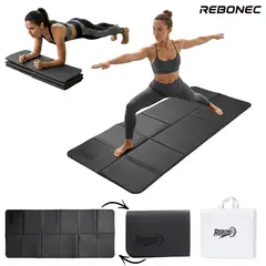 REBONEC - Colchoneta Mat Yoga Deportiva Plegable TPE Grueso 8mm Bolso Negro