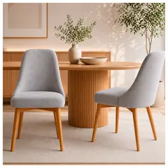 NOVAHUS - Pack 2 Sillas Madera con Asiento y Respaldo Tapizados Gris