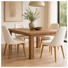 NOVAHUS - Pack 2 Sillas Madera con Asiento y Respaldo Tapizados Beige