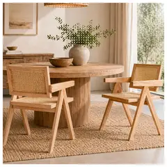 NOVAHUS - Pack 2 Sillas Chandigarh Madera Ratán Natural