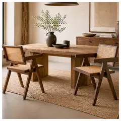 NOVAHUS - Pack 2 Sillas Sitial Chandigarh Madera Ratán Café