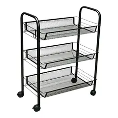 HD HOGAR SPA - Carro Organizador Multiuso 3 Niveles Con Ruedas Metálico Negro