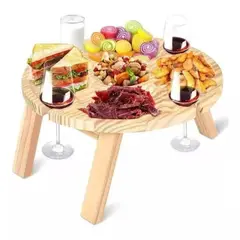 GENERICO - Mesa Tabla De Madera Picnic Plegable Comida Picoteo Viajes