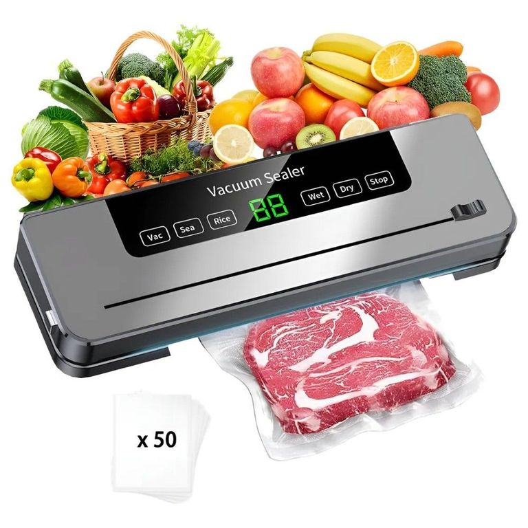 Maquina Selladora Vacío Alimentos 120w 6 En 1 Con 50 Bolsas