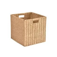 GENERICO - Canastos Organizador Decorativo Hogar Mimbre Beige Plegable