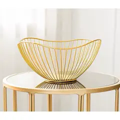 REGALITOLINDO CL - Frutero Dorado Ondas - Metal 25x13 cm