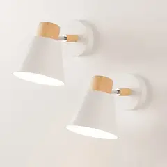 FRANZA - Juego de 2 lámparas de pared de madera y hierro de estilo nórdico