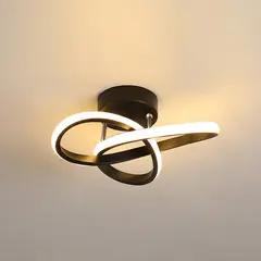 FRANZA - Lámpara de techo LED floral negra de tres anillos