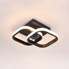 FRANZA - Lámpara de techo LED negra de doble cuadrado