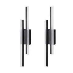 FRANZA - Juego de 2 apliques LED lineales negros