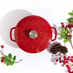 RHOMIE - Olla Dutch Oven de Hierro Fundido Esmaltado 3.8L 24cm Rojo