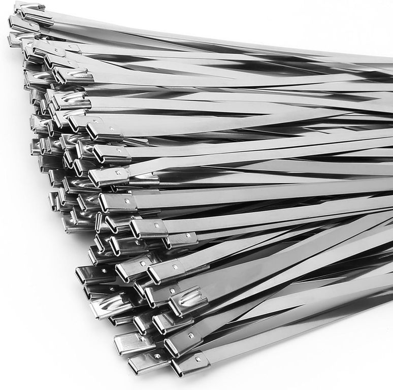 100 bridas de acero inoxidable304, 200mm x 4,6mm, autoblocantes, bridas metálicas