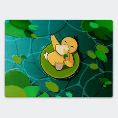 GENERICO - Tabla para picar Artisticat - Diseño Psyduck Relax en el Estanque - 20x28 cm