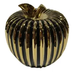 GENERICO - Manzana Decorativa Premium Negra y Dorada Pequeña