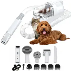 KERU - Kit Cortadora y Aspiradora de Pelos 8 en 1 para Perros y Gatos