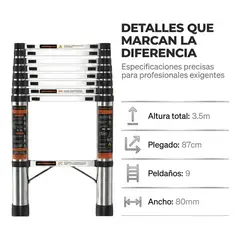 VERCI - Escalera Telescópica De Aluminio Retráctil Multiuso