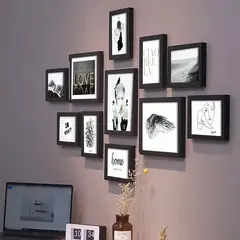 AIZO - Set Marcos Foto Decorativo Pared 11Piezas Negro