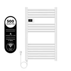 VERKEN - Secador de Toallas para Baño con WIFI - Calentador Toallero Eléctrico Mural - Viglio Blanco Cable Izquierdo