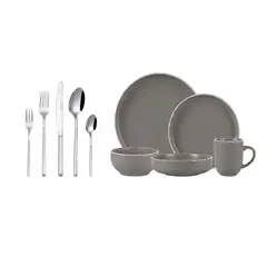 SIMPLIT - Juego de Loza 30pcs Bruselas + Cuchilleria 30pcs Puglia