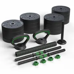 FITMAX - Set Mancuernas Green 3 en 1 ajustables 50 Kg