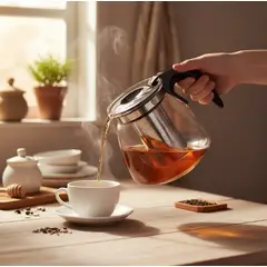GENERICO - Tetera De Vidrio Con Infusor De Acero Inoxidable 1100ml