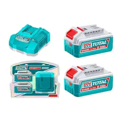 TOTAL TOOLS - Kit 2 Baterías de Litio 20V 5.0Ah + Cargador Rápido TOTAL