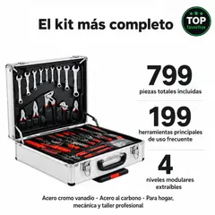 MOVI - Maletín Herramientas 799 Piezas con Ruedas – Aluminio – 4 Módulos – Profesional