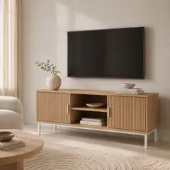 SPACE HOME - Mueble TV Fanty 120x40x45 cm para Living con Puertas y Repisa