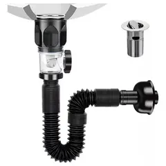 KUANGYE - Cespol Flexible Anti Olores Negro para Fregadero de Baño y Lavabo