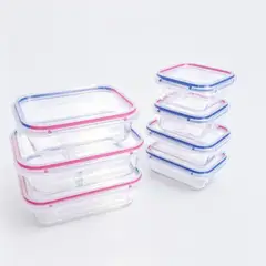 RHOMIE - Set de Recipientes de Vidrio Herméticos 14 Pzs Diseño Bicolor
