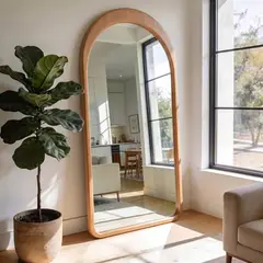 SANTU HOME & DECO - Espejo Arco de Cuerpo Entero Madera Roble 200x100cm