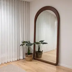 SANTU HOME & DECO - Espejo Arco Gaia Color Nogal Cuerpo Entero 100x200cm