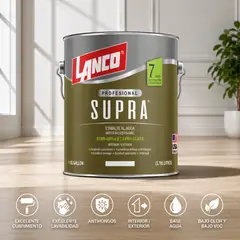 LANCO - Esmalte Al Agua Blanco Supra Semibrillo 1 Galón