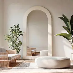 SANTU HOME & DECO - Espejo Curvo Cuerpo Entero Blanco 200x100cm Espejo Pie Pared Grande