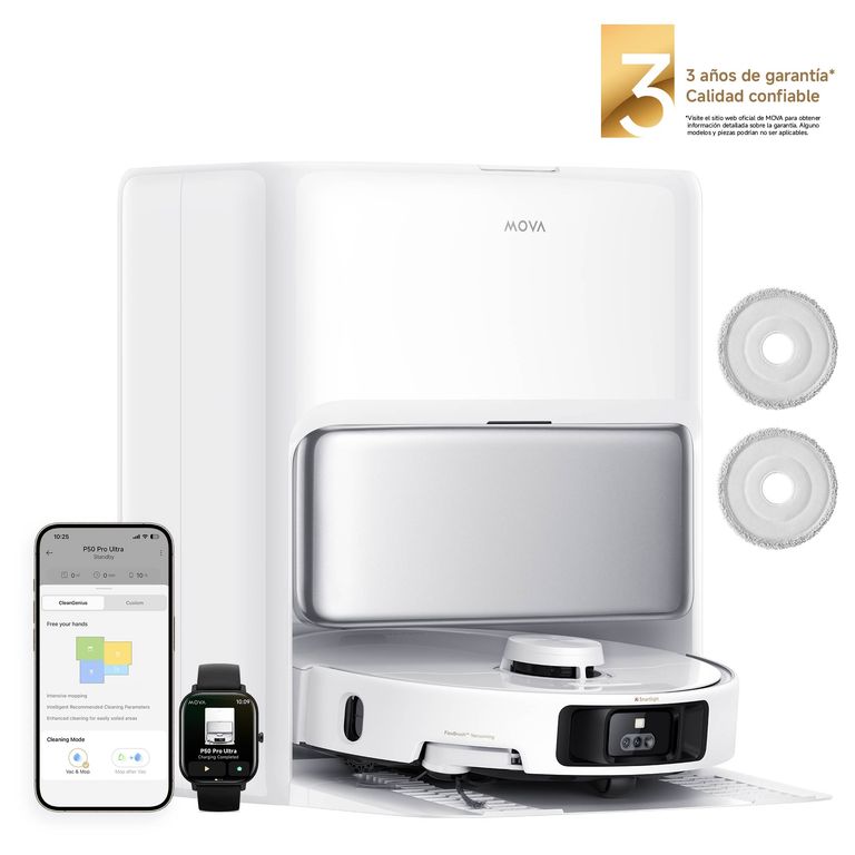 Aspiradora y Trapeadora Tecnología FlexReach 19000 Pa P50 Pro Ultra Blanca.