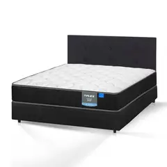 FLEX - Cama Americana Simply Duo 2 Plazas + Respaldo Royal Negro
