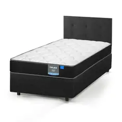 FLEX - Cama Americana Simply Duo 1,5 Plazas + Respaldo Royal Negro