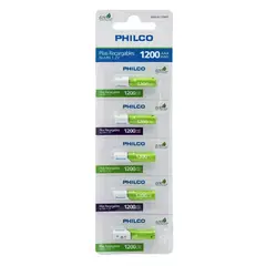 PHILCO - Pilas Recargables AAA Ni-MH 1.2V 1200mAh 5 Unidades