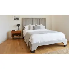 GENERICO - CAMA KING PLAZAS CON BASE DIVIDA COLOR BEIGE 180X200
