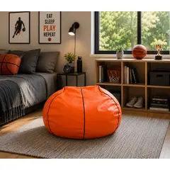 GENERICO - Pouf Pera Infantil Diseño Basquetbol Eco Cuero 80x80x80 cm Maxicosas