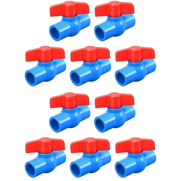 10 Pcs Válvula Bola Esférica Pvc 20mm Pn10 Resistente Presión 1/2