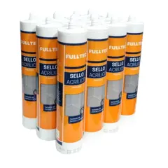 FULLSELLO - Pack x12 Silicona Pintable Acrilica Gris Fulltec 300ml