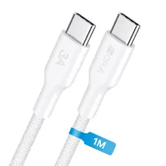 1 HORA - 1Hora Cable Tipo C CAB272 3A 1M con Turbo Carga Rapida y Datos Transferencia Blanco