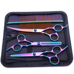 TSKY CHILE SHOPPING - 4 en 1 Pet Grooming Scissors, Tijeras de Peluquería Profesional para mascota de Acero Inoxidable 304