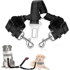 TSKY CHILE SHOPPING - Correa Doble para Perros Ajustable, 360 °Sin Enredo Rotación Conectar Cinturón de Seguridad