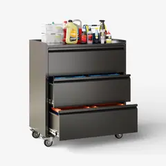 METANEK AMERICAN DESIGN - Gabinete Metálico Bajo con ruedas 3 cajones - Linea Black TC-10