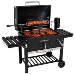 GENERICO - Parrilla a Carbon Con Spiedo 115X46X106 Cm Negra Casa VIVA