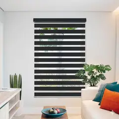 GENER - Cortina Roller Duo Zebra Dia Y Noche Persiana 100x180cm color Negro