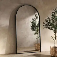 SANTU HOME & DECO - Espejo decorativo en arco de cuerpo entero industrial negro XL 190x110 cm
