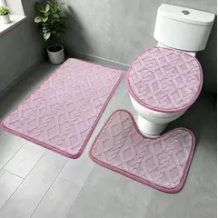 GENERICO - SET DE BAÑO PREMIUN 3 PIEZAS TEXTURIZADA CON DISEÑO TRENSADO MP